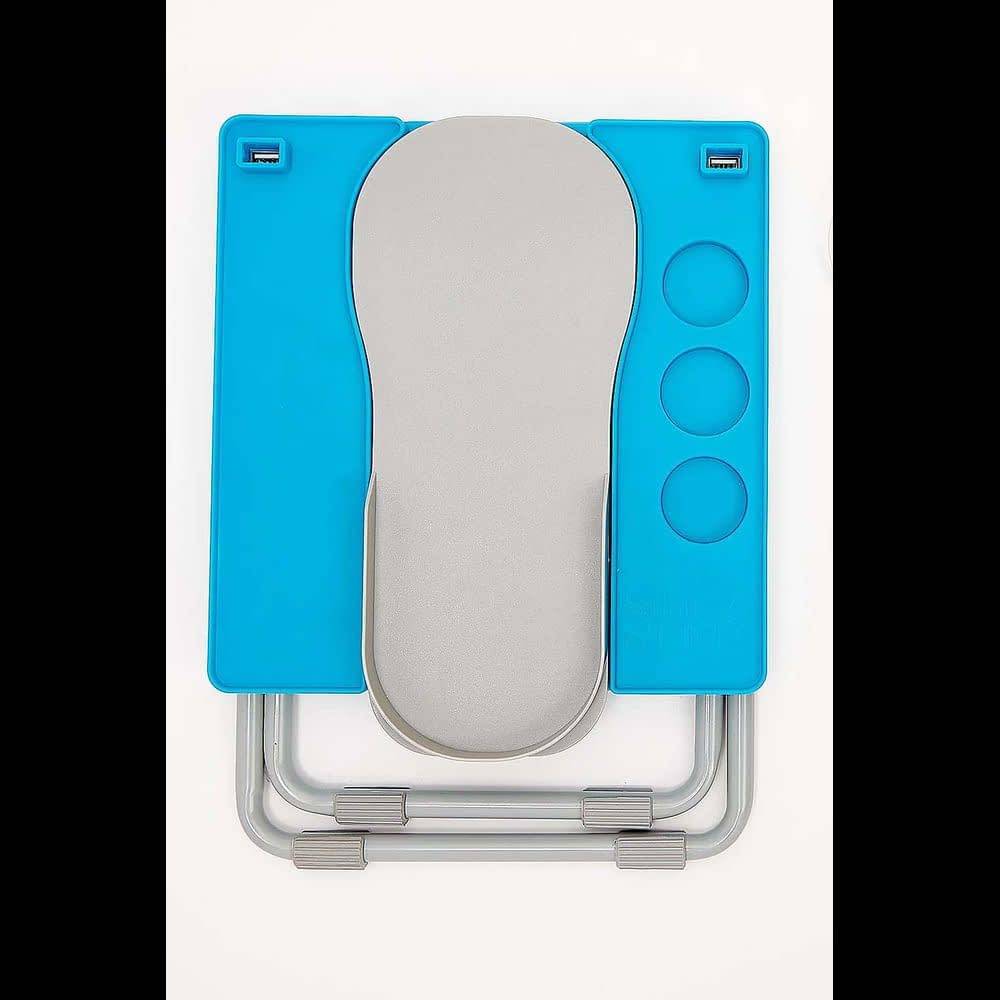 Salon Step Deluxe Beauty Footrest with LED Magnifier and Fan Blue